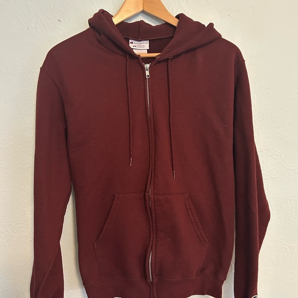 Champion Men's Burgundy Zip-Up Hoodie Size Small - Picture 1 of 5